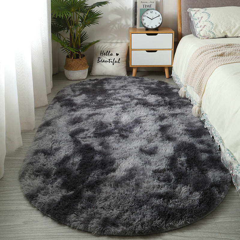 Oval Silk Wool Bedside Rug