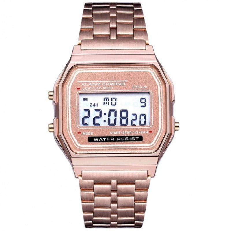 Gold-Toned Stainless Steel Digital Watch
