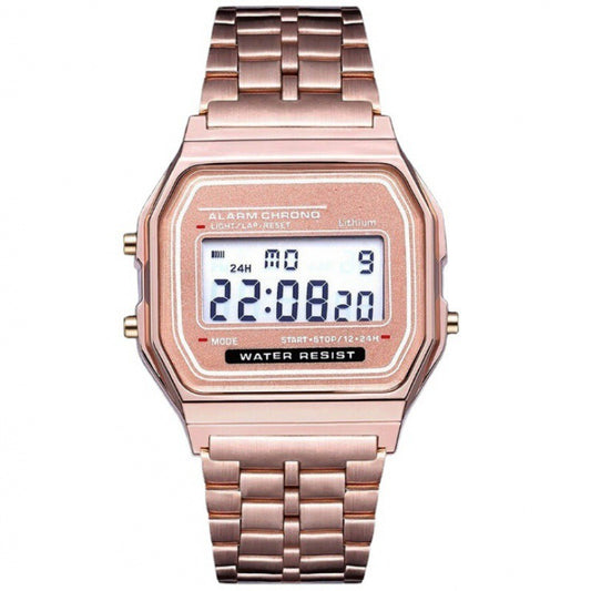 Gold-Toned Stainless Steel Digital Watch