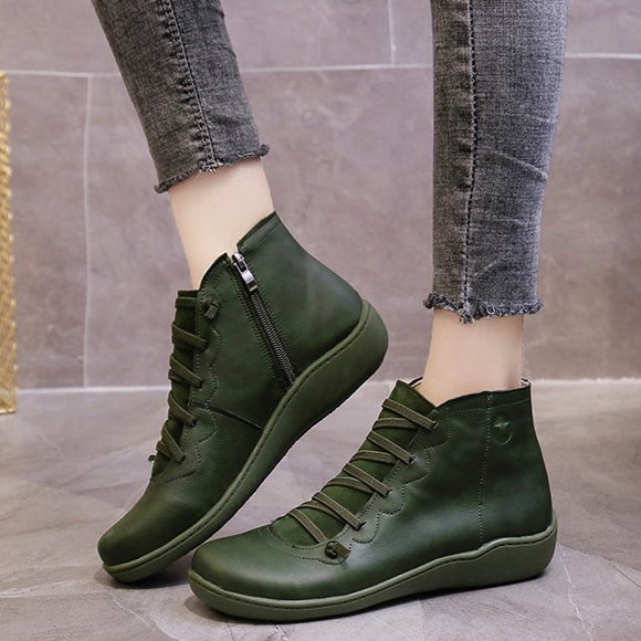 Women's Flat Leather Ankle Boots