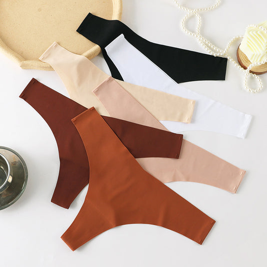 Low-Waist Ice Silk No-Show Thong