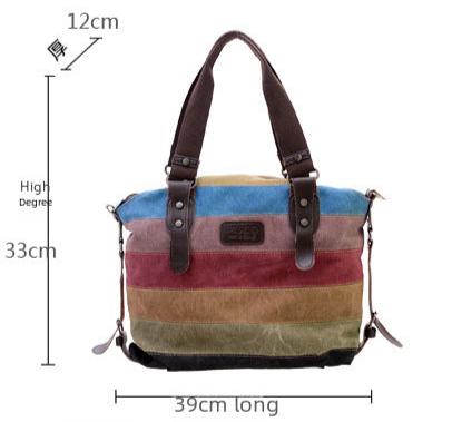 Multicolor Striped Canvas Shoulder Bag