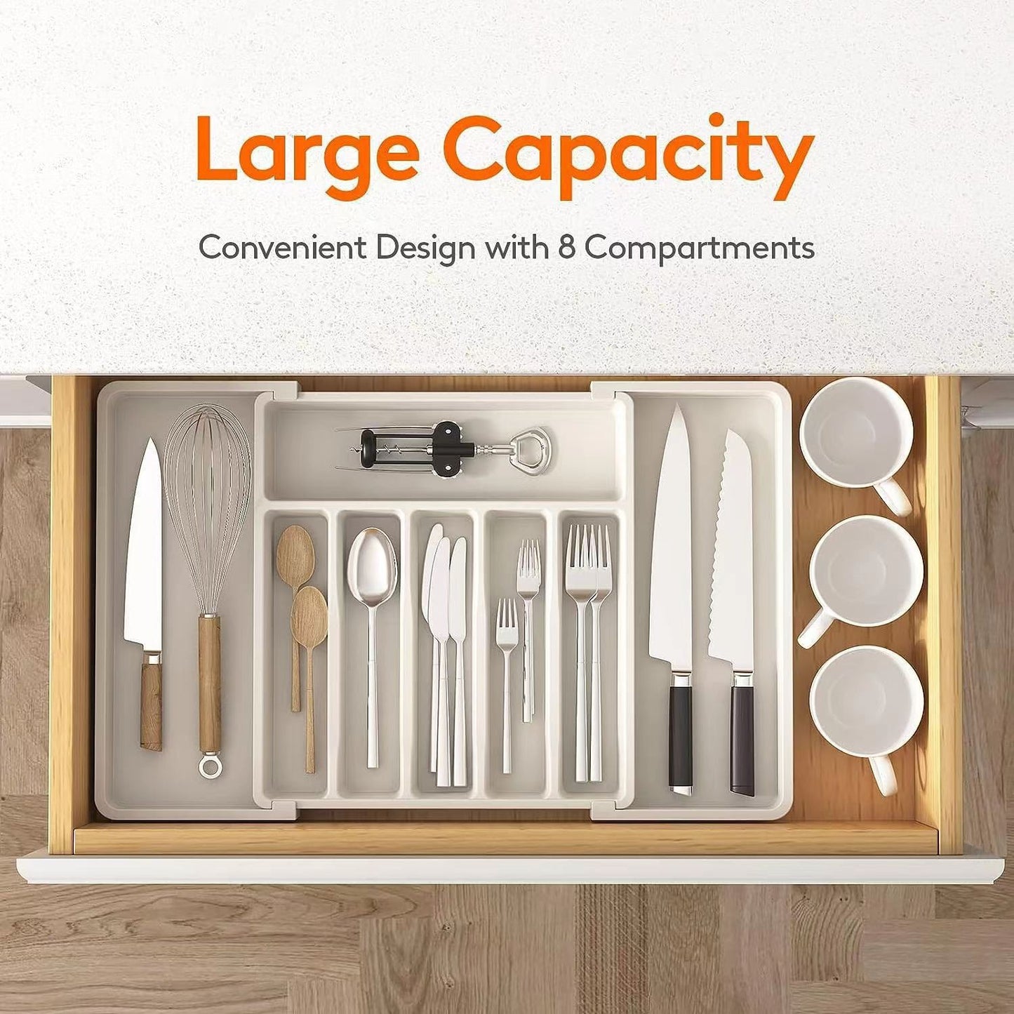 Expandable Utensil Tray, Silverware Drawer Organizer