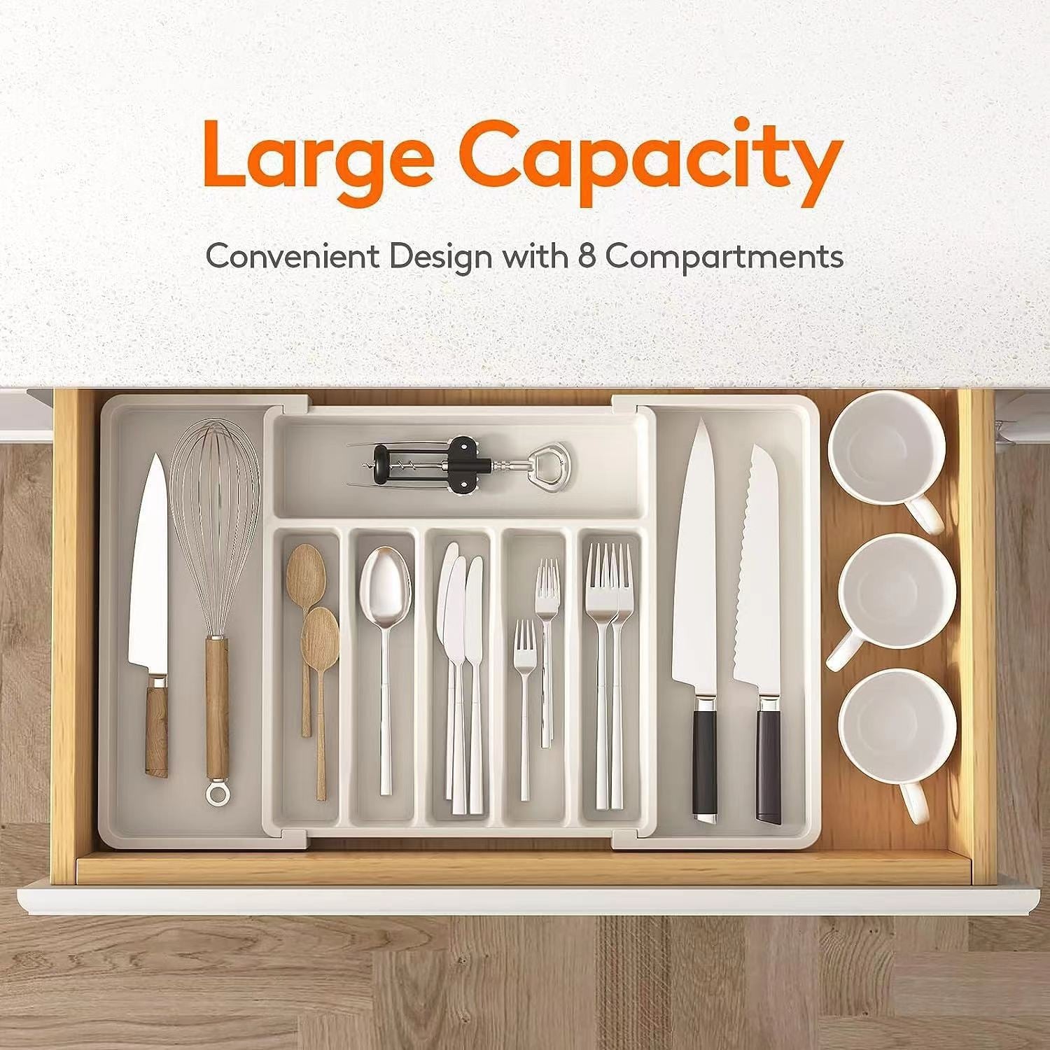 Expandable Utensil Tray, Silverware Drawer Organizer
