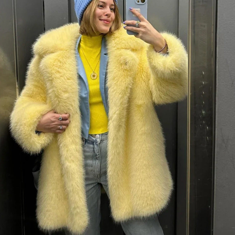Faux Fur Mid-Length Coat