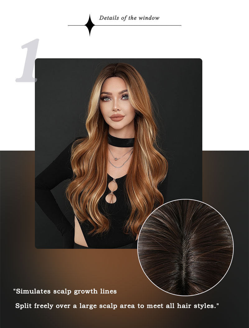 Ombre Brown Long Wavy Synthetic Wig – 72cm/28in.