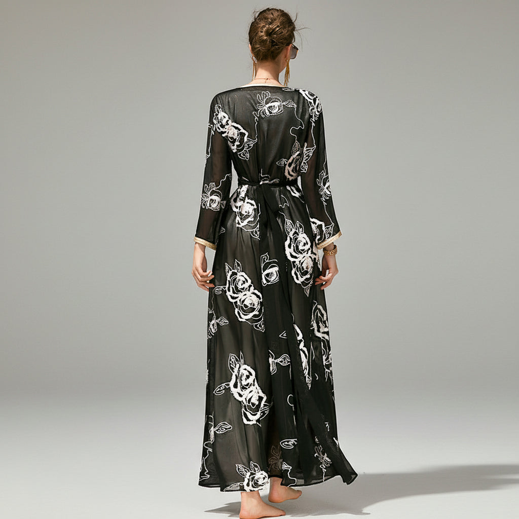 2-Piece Floral Embroidered Abaya
