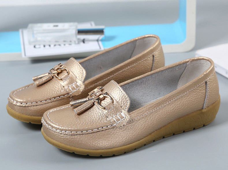 Genuine Leather Moccasin-Style Loafers