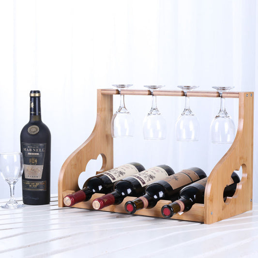 Bamboo Countertop Wine Rack with a Glass Holder