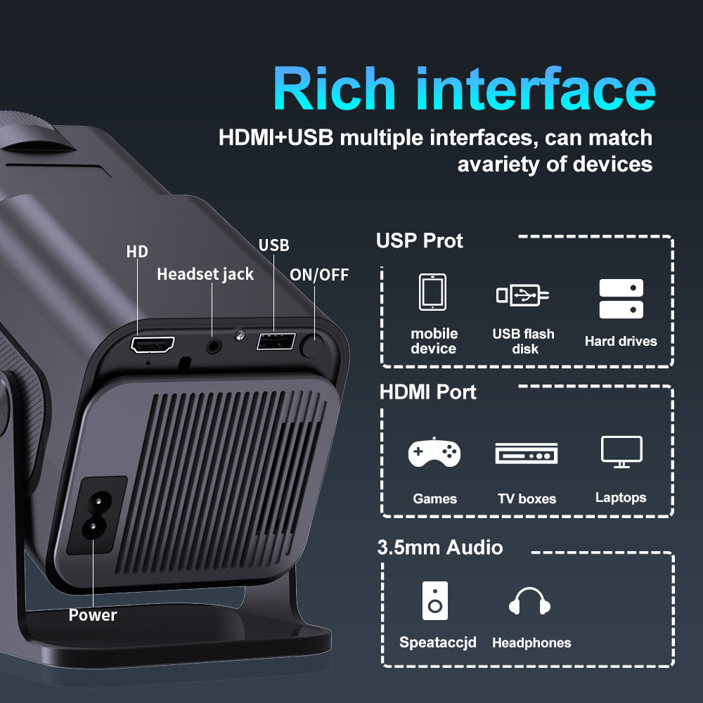 4K Ultra HD Android 11 HY320 Portable Mini Projector with 5.0 Bluetooth