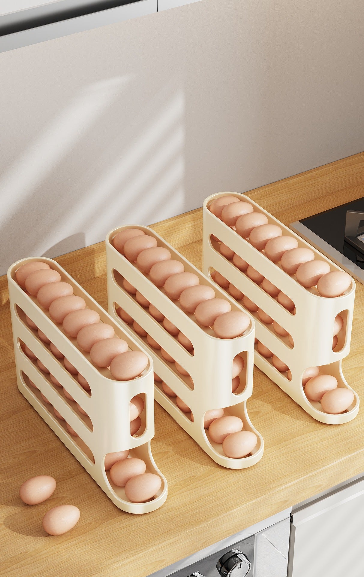 4-Layer Egg Rolling Dispenser for Refrigerator