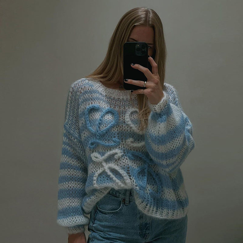 Loose Contrast Stripe Knitted  Sweater