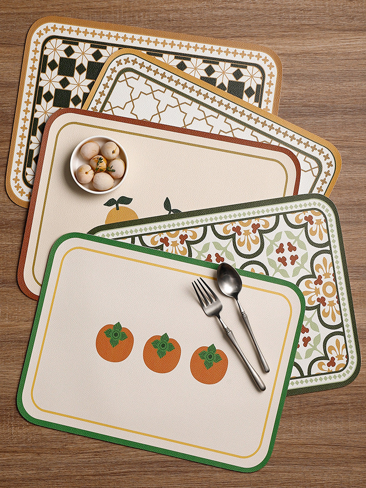 Vintage PU Leather Placemats, Waterproof and Oil-Proof, Heat Resistant up to 80°C