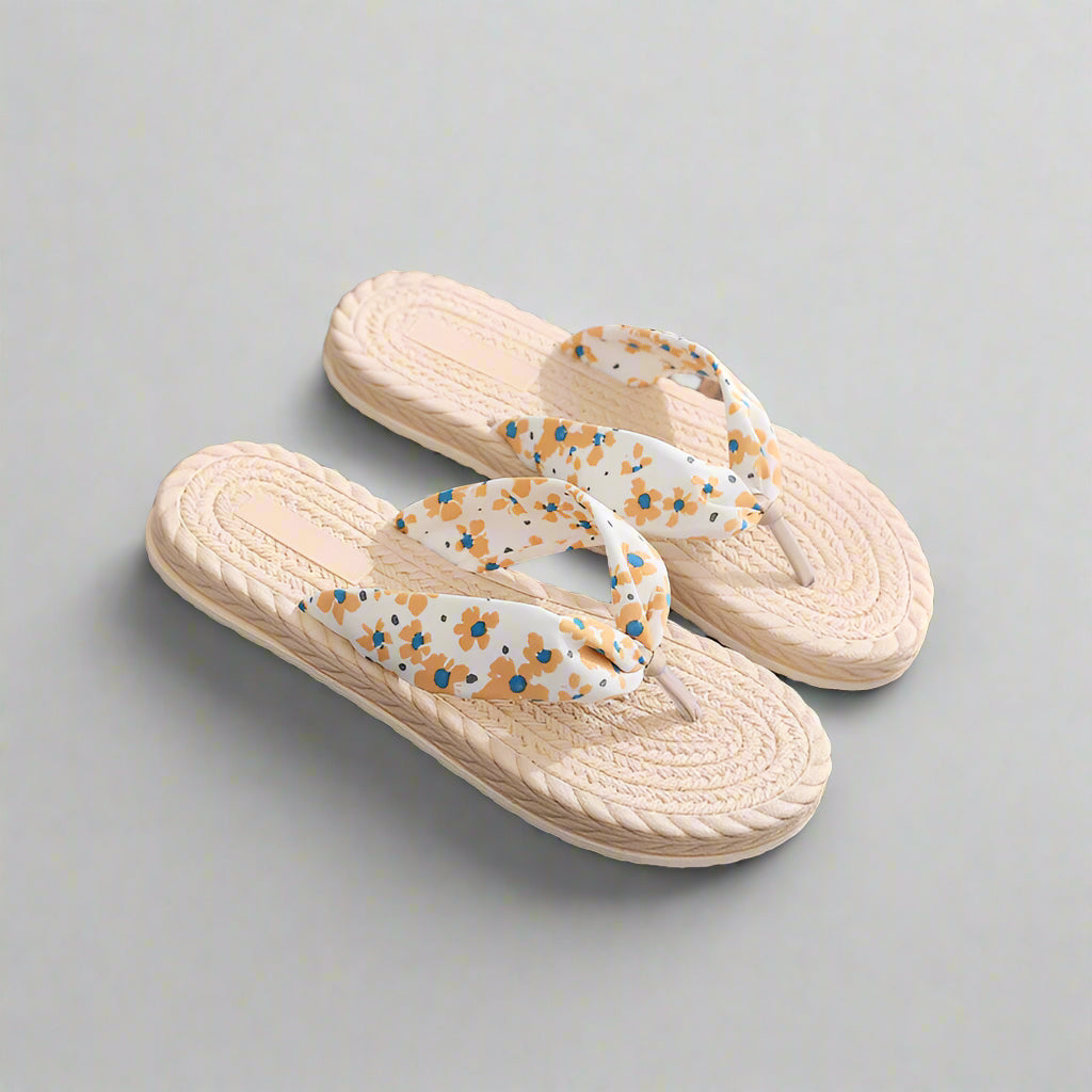 Floral Print Flip-Flop Style Sandals