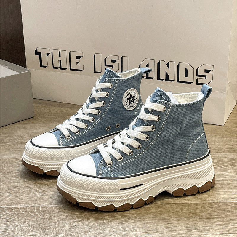 Platform High-Top Canvas Sneakers for Women