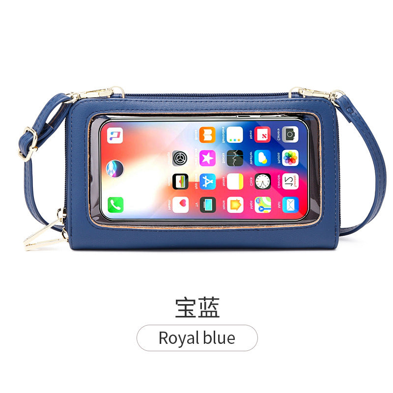 PU Leather Touch-Screen Crossbody Mobile Phone Purse with RFID Anti-theft