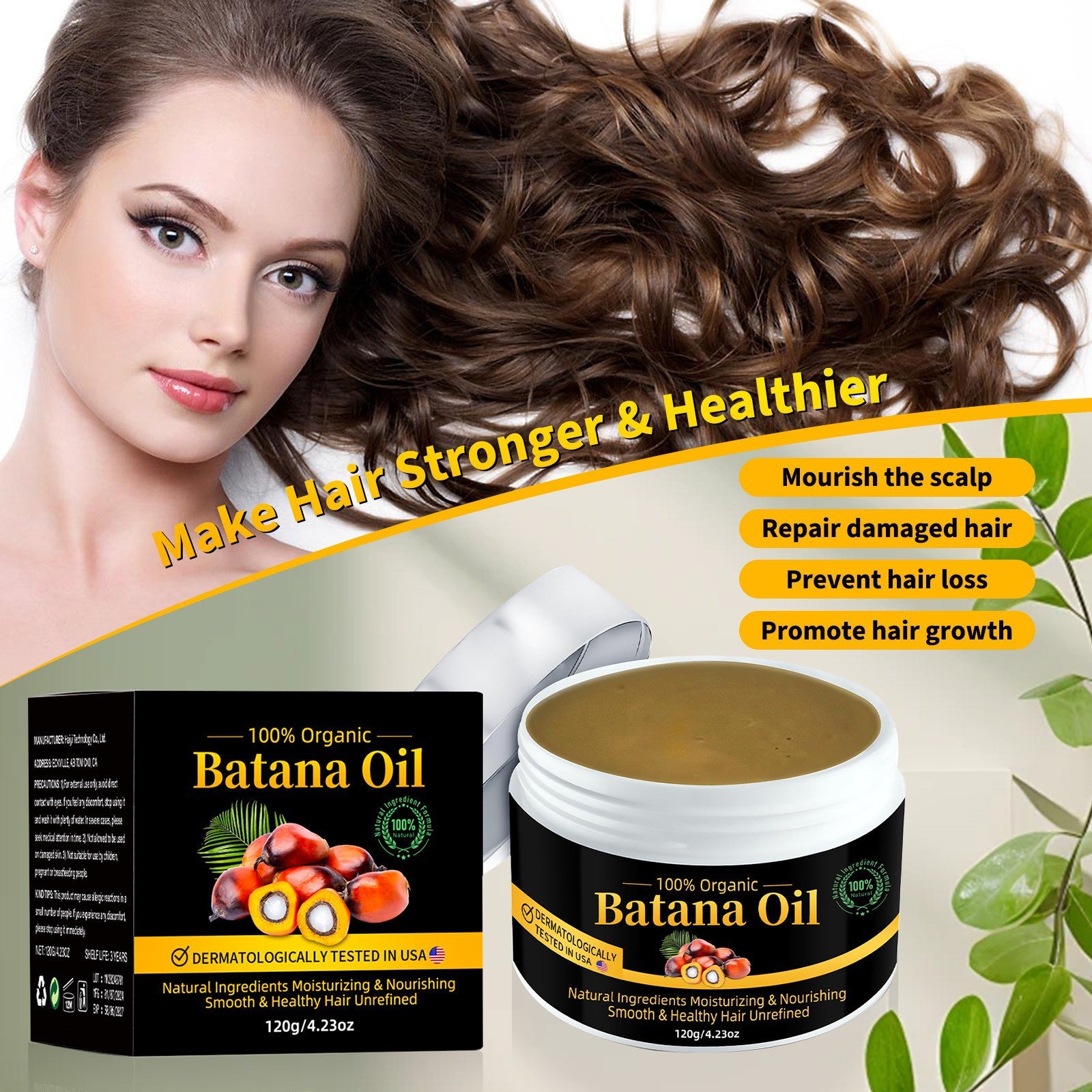 100% Organic Batana Oil, Moisturizing & Nourishing, Smooth & Healthy Hair, Repair Damaged Hair