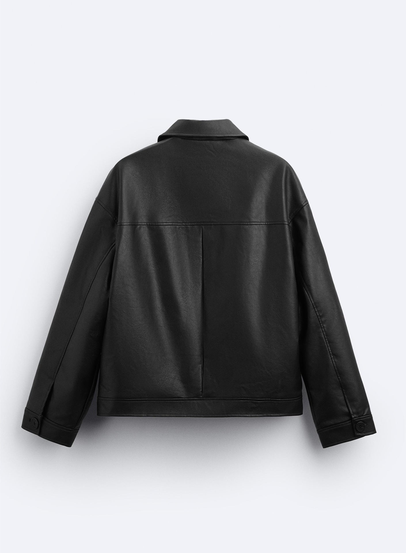 Faux Leather Boxy-Fit Jacket