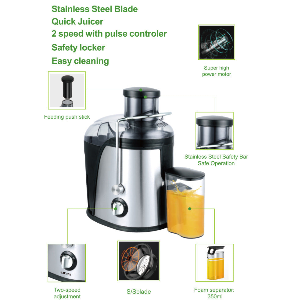 500W Stainless Steel Centrifugal Juicer with 350ml Cup
