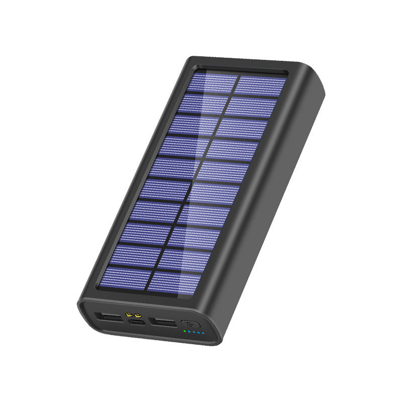 100,000mAh  Fast Charging Solar Power Bank with Dual USB, Type-C Input, LED Light