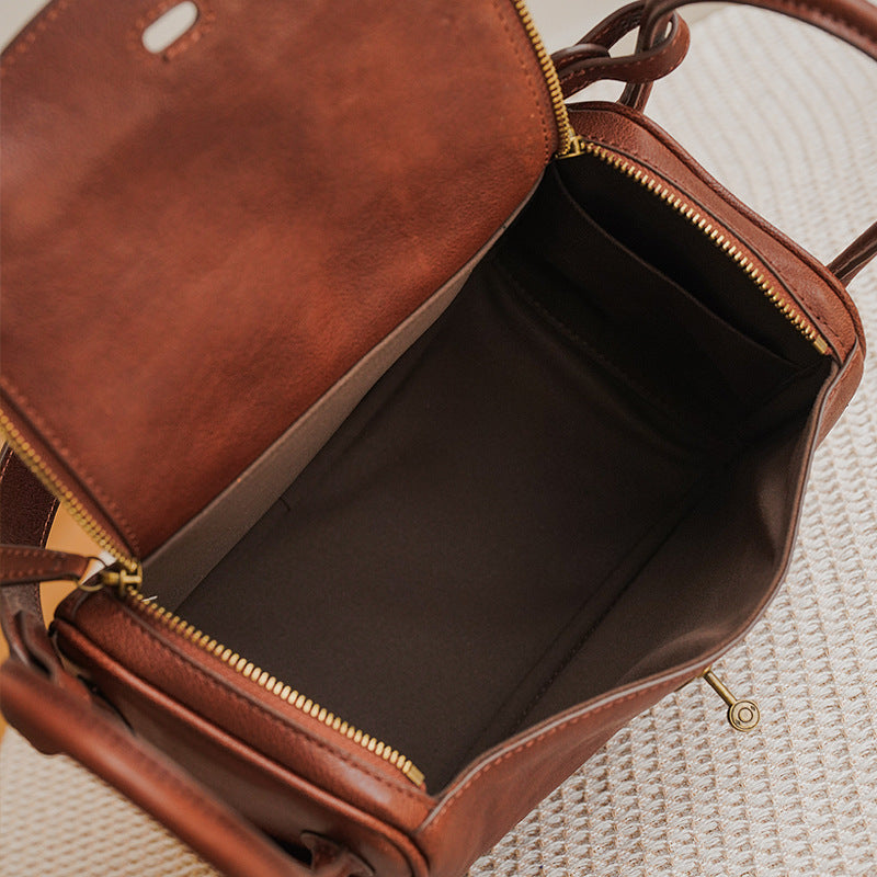 Vegetable Tanned Leather Large Capacity Shoulder Bag