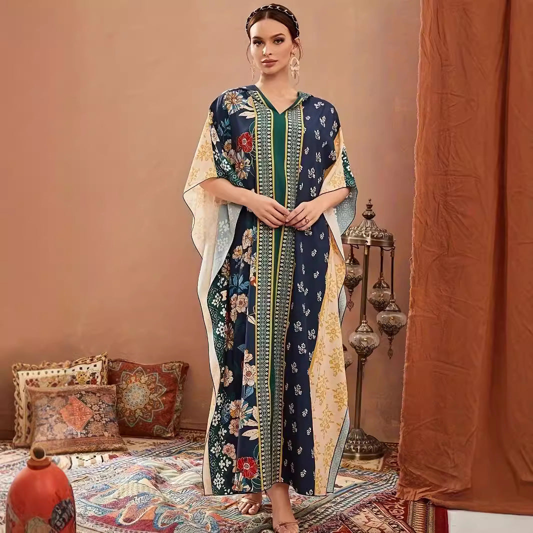 Floral Batwing Sleeved Maxi Dress