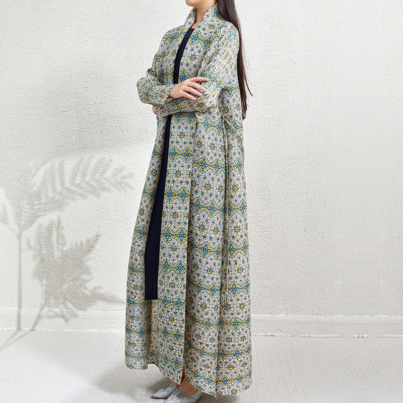 Printed Open Front Abaya