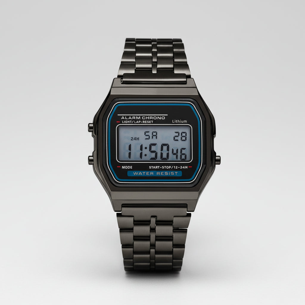 Gold-Toned Stainless Steel Digital Watch