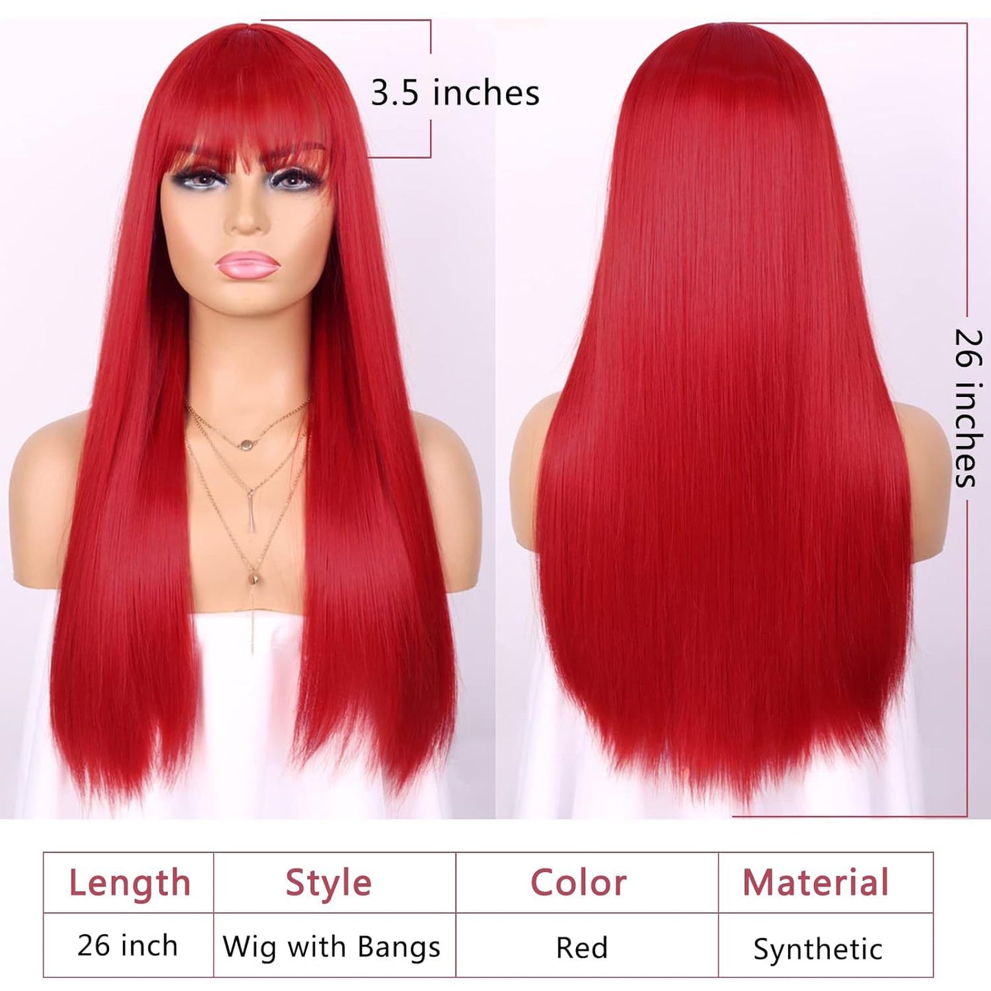 613 Blonde Long Synthetic Hair Wig with Full Bangs – 66cm/24in.