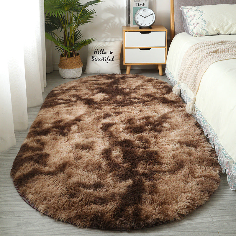 Oval Silk Wool Bedside Rug