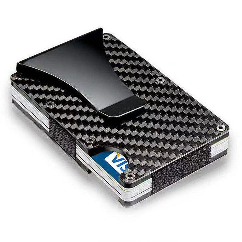 Carbon Fiber Compact Wallet Up to 12 Cards, 15 Bills with RFID Protection