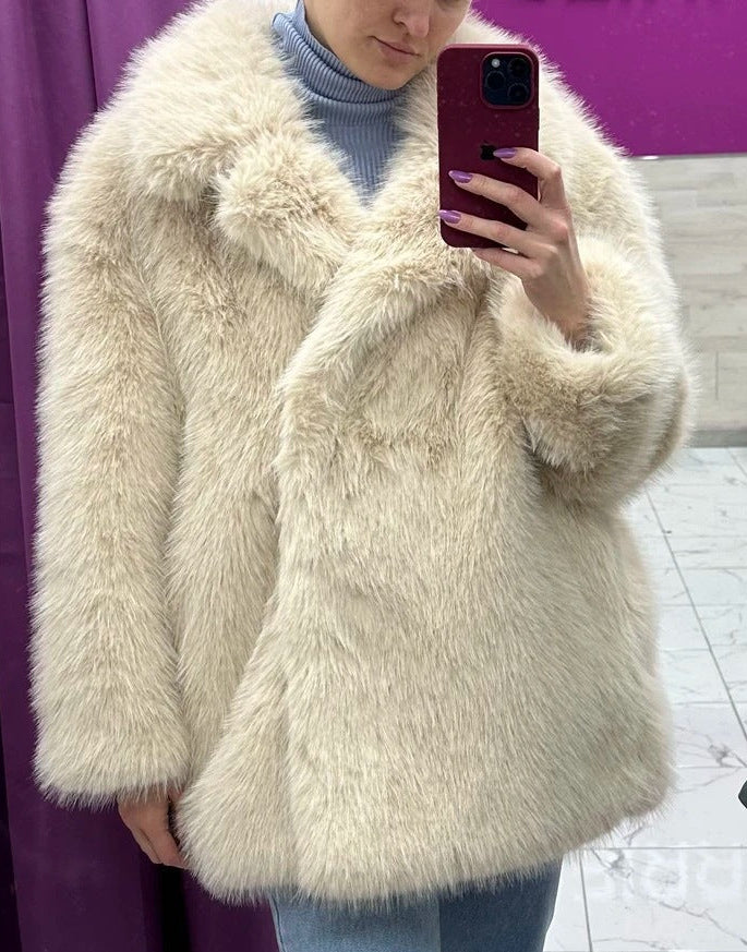 Faux Fur Mid-Length Coat