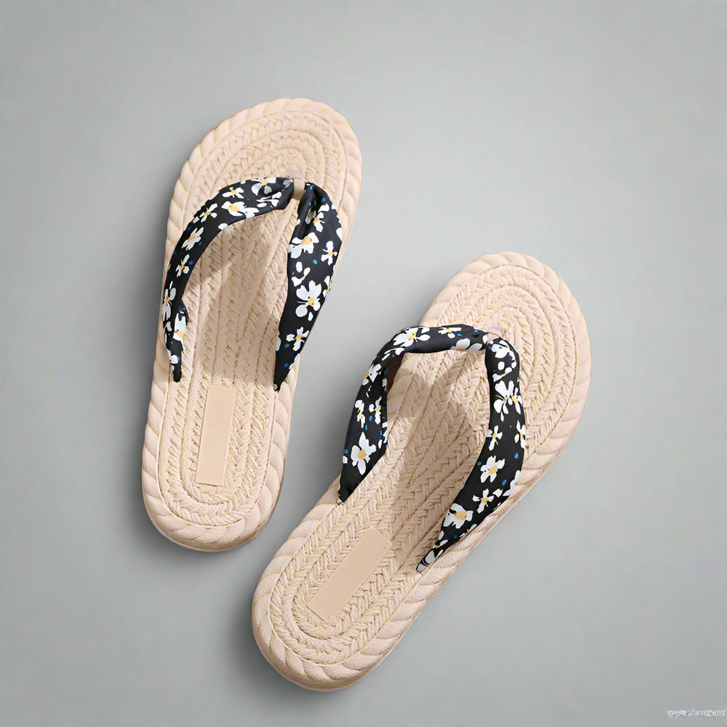 Floral Print Flip-Flop Style Sandals
