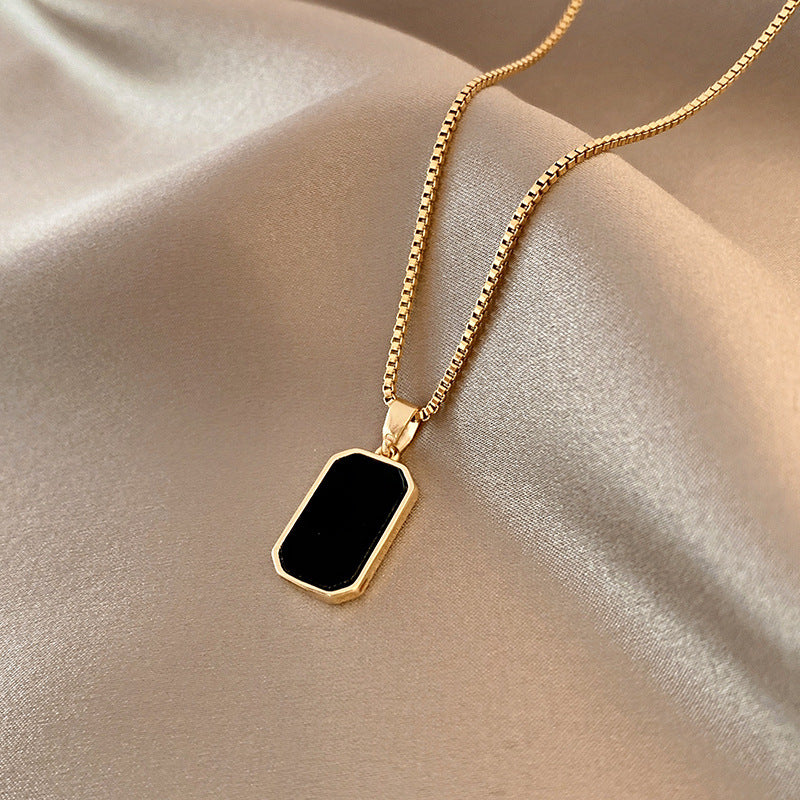 Black Onyx Pendant Gold Plated Necklace