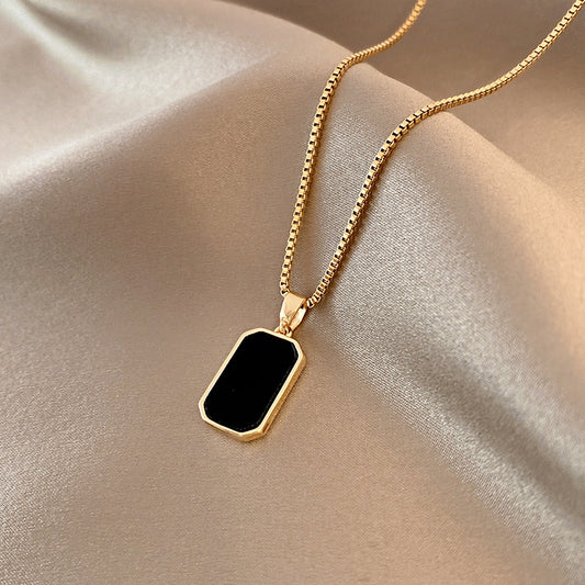 Black Onyx Pendant Gold Plated Necklace
