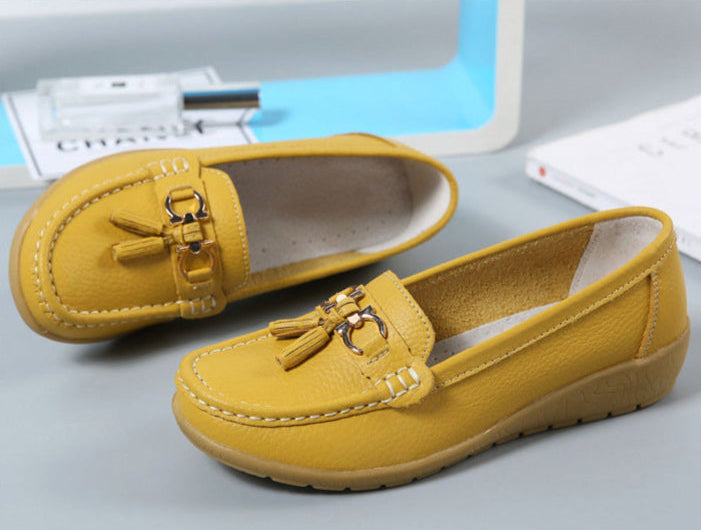Genuine Leather Moccasin-Style Loafers
