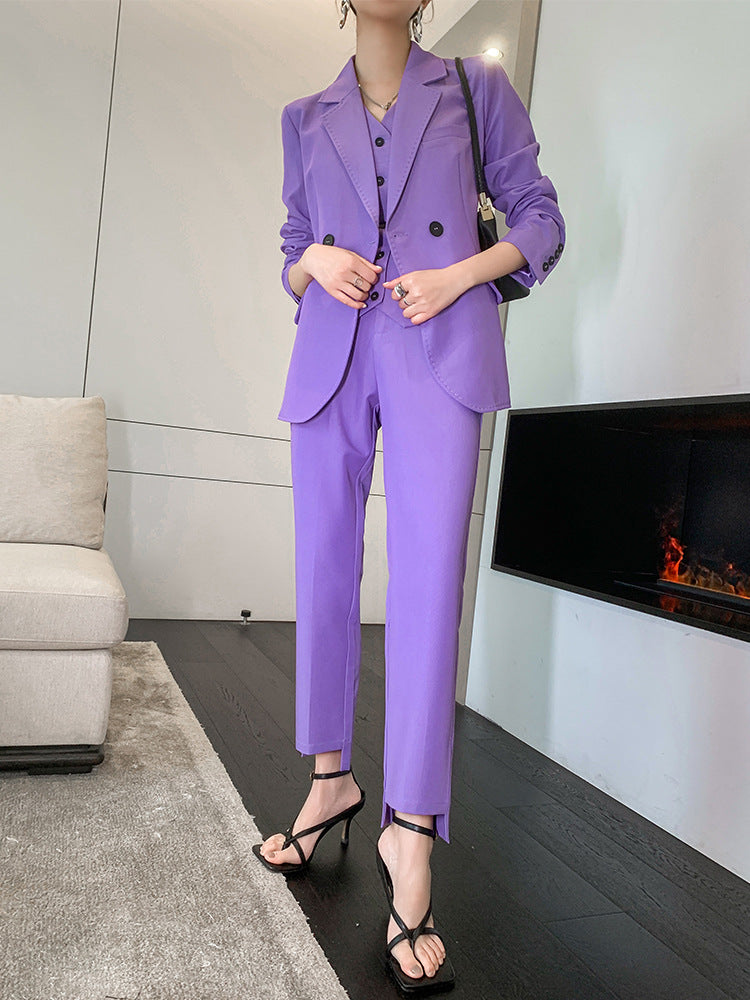 3-Piece Violet Double-breasted Suit
