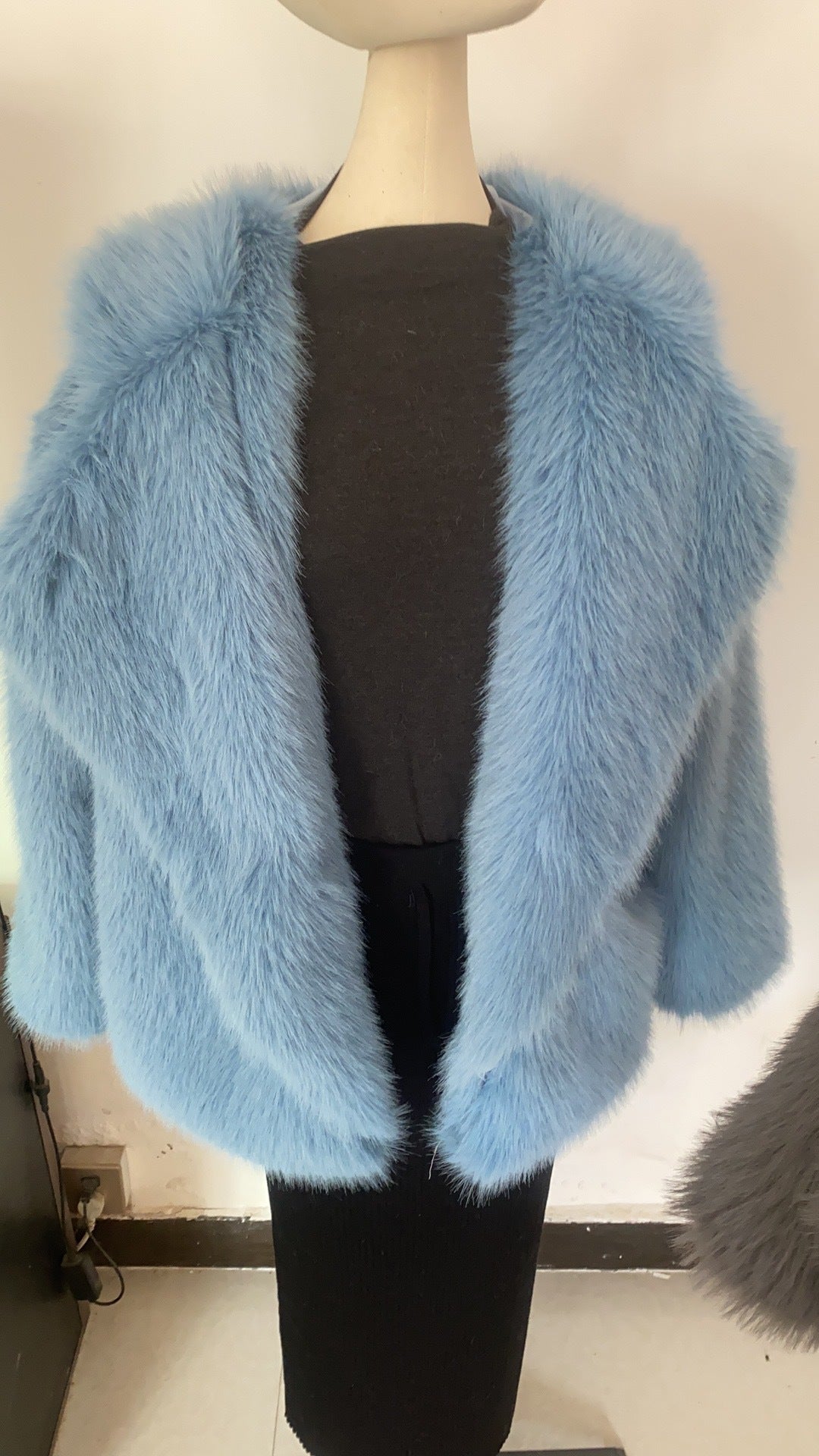 Faux Fox Fur Mid-Length Coat