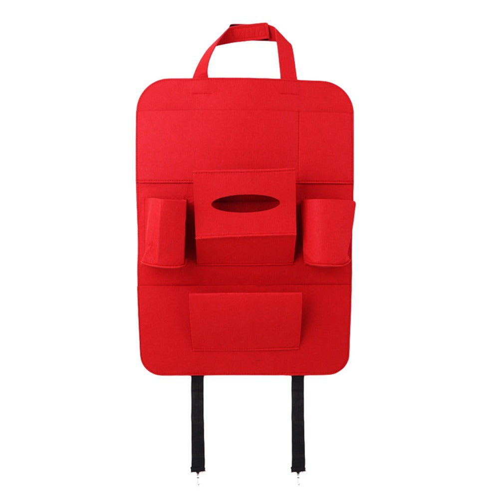 Universal Car Seat Back Organizer with 6 Storage Pockets for iPad, Mobile Phone, Drink Cans/Bottle, Tissue Box