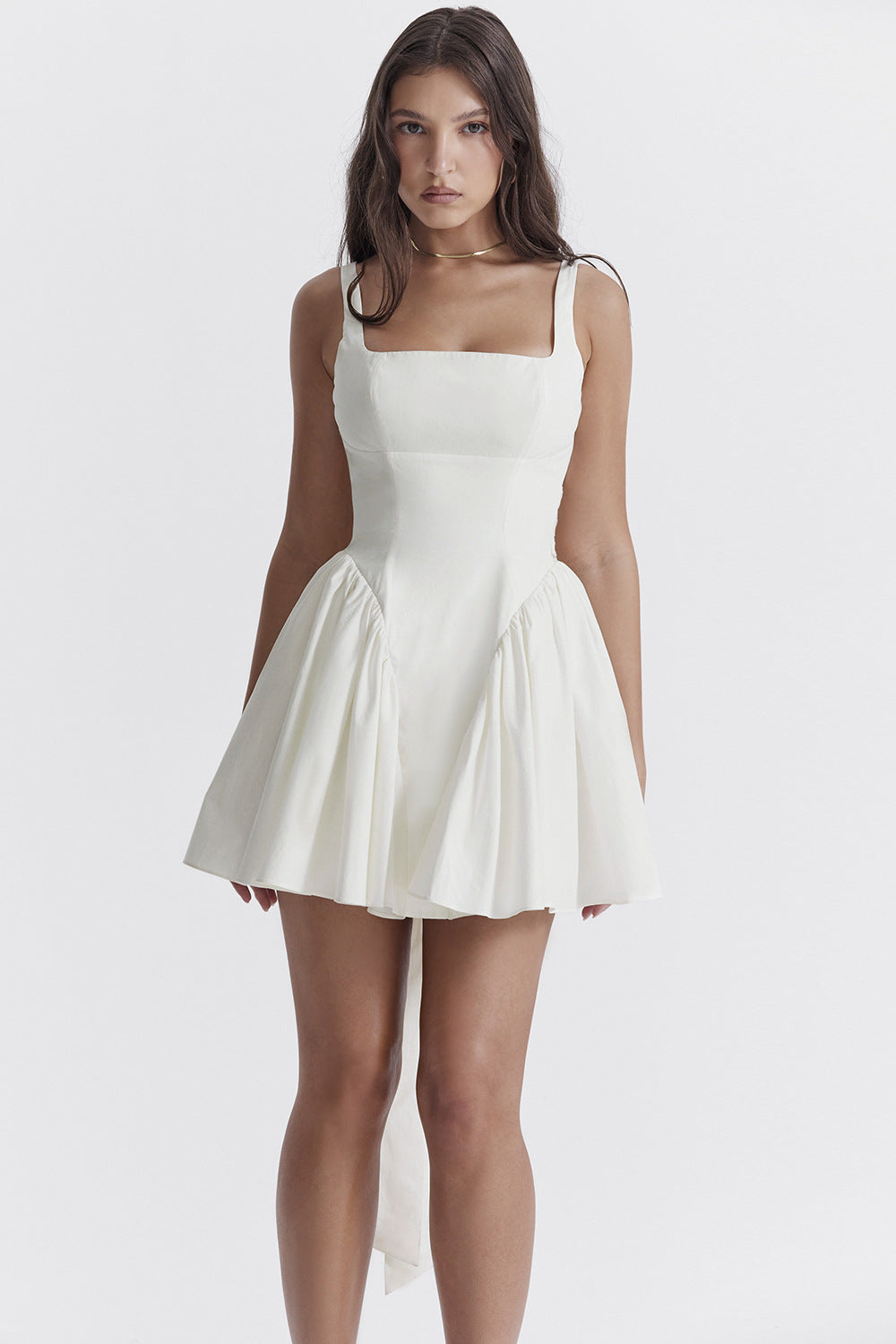 Open-Back Bow Mini Dress