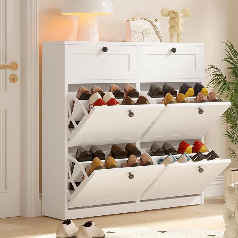 VOWNER 4 Flip Drawers Shoe Cabinet