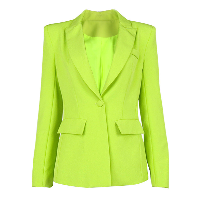 Plunge V-Neck Wide Lapel Slim Blazer