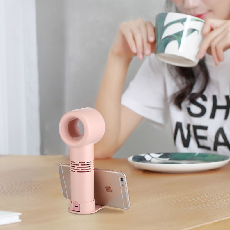 USB Portable 3 Speed Bladeless Handheld Fan with LED Light