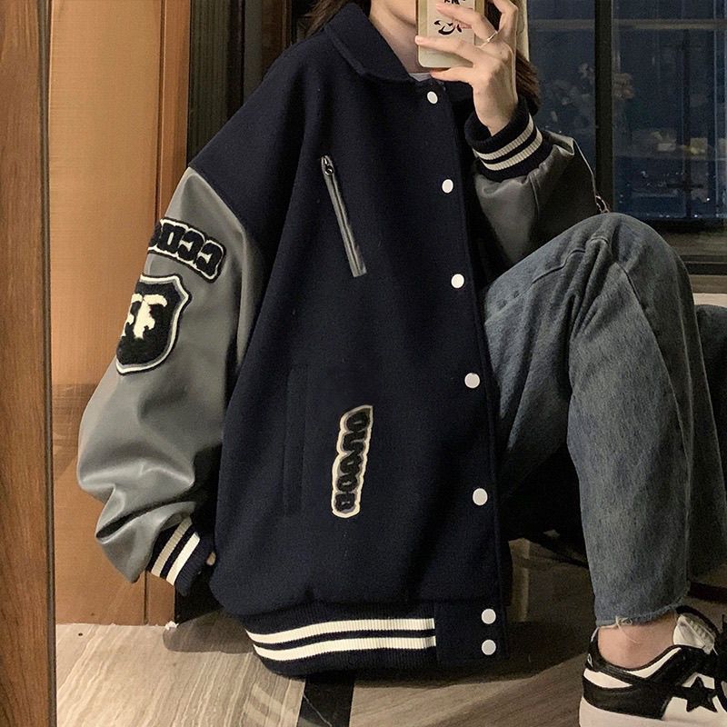 Oversized Embroidered Varsity Jacket