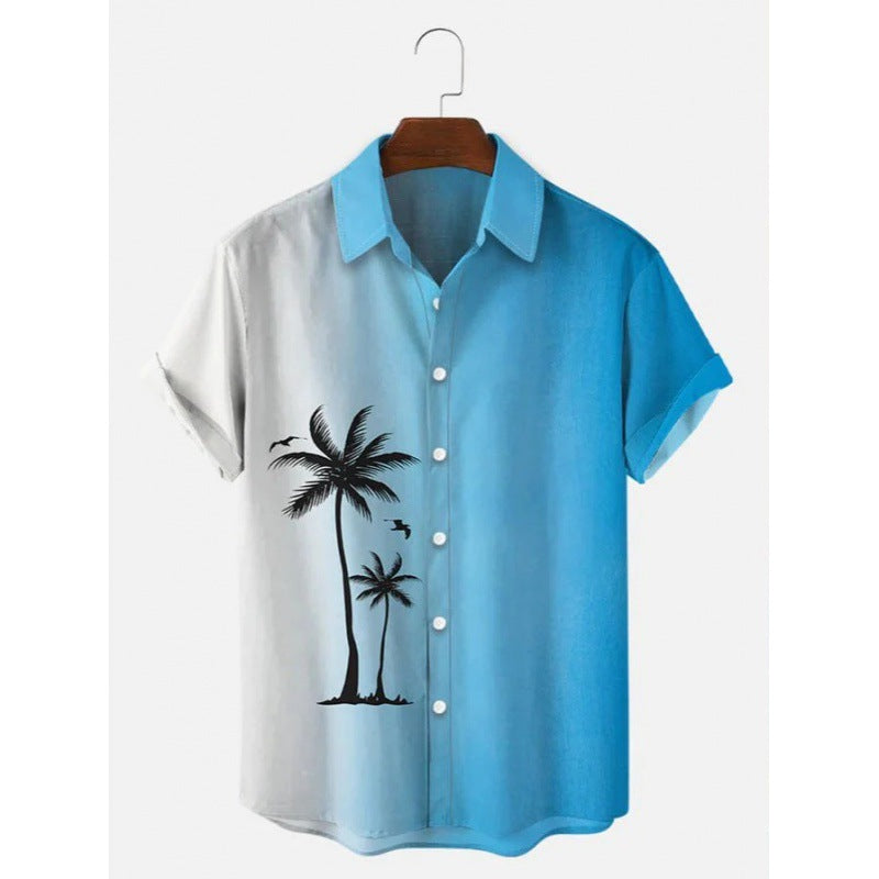 Hawaiian Tropical Print Short Sleeved Shirt for Men, S-5XL