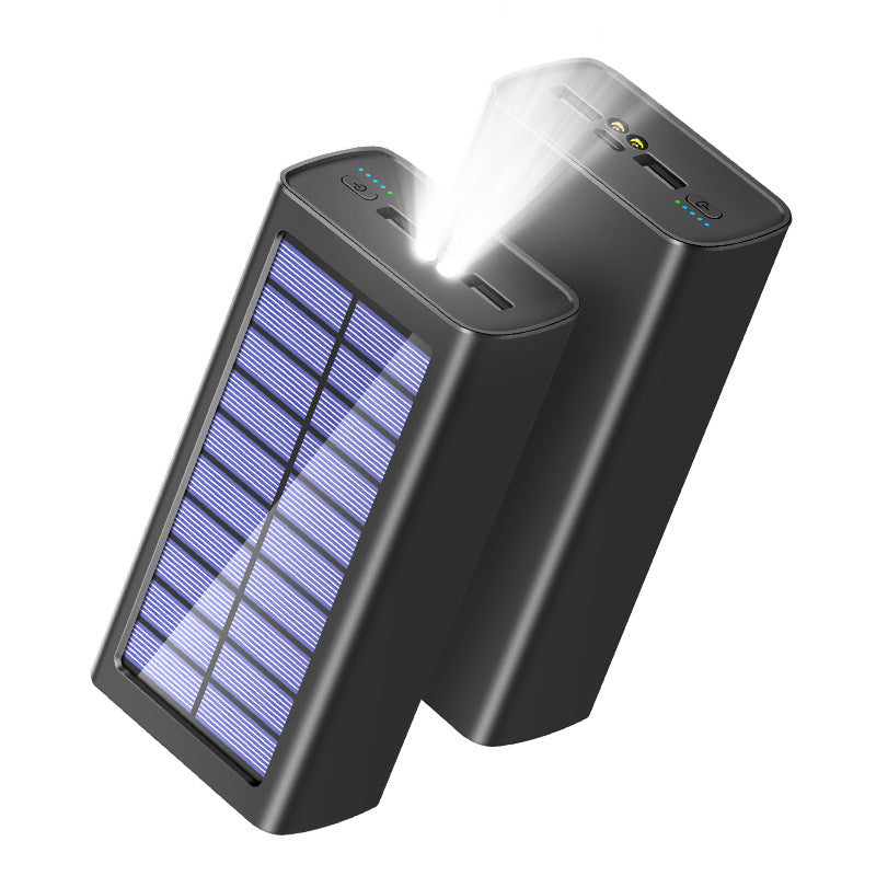 100,000mAh  Fast Charging Solar Power Bank with Dual USB, Type-C Input, LED Light