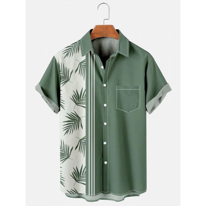 Hawaiian Tropical Print Short Sleeved Shirt for Men, S-5XL