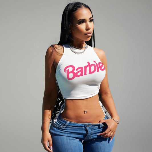 Barbie Print Cropped Tank Top