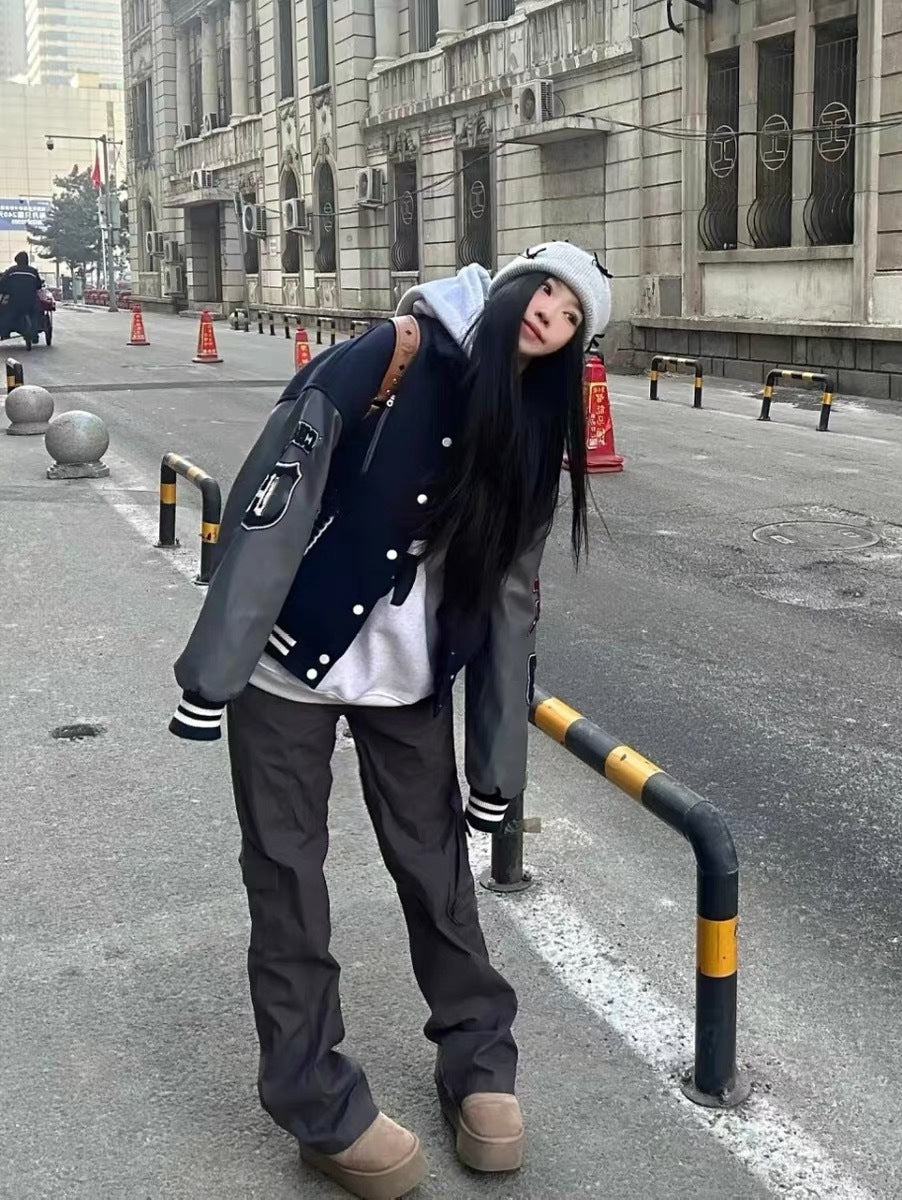 Vintage Oversized Embroidered Varsity Jacket