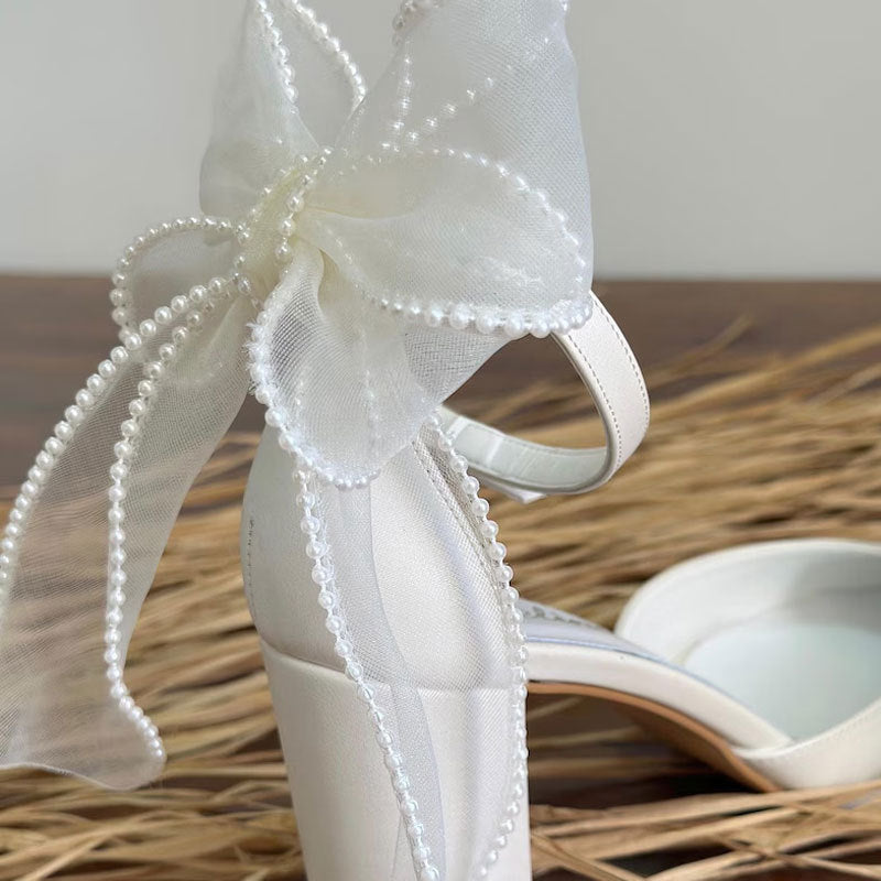 Ivory Block Heel Bridal Pumps